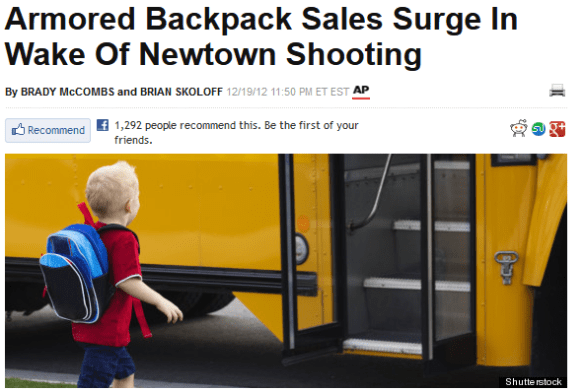 If you were a company producing armored backpacks for school children would you promote your product after a deadly shooting?