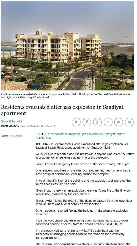The National's first story on the Saadiyat gas blast was quick to print but important details were wrong
